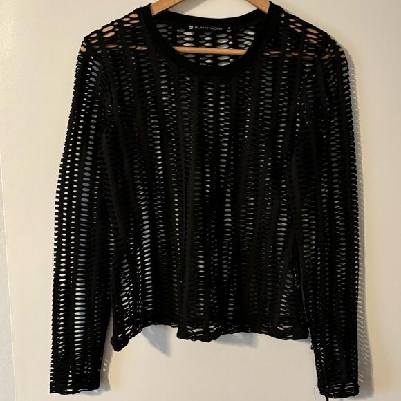 Blanc Noir Linear Mesh Sweatshirt New With Tags - Picture 2 of 5